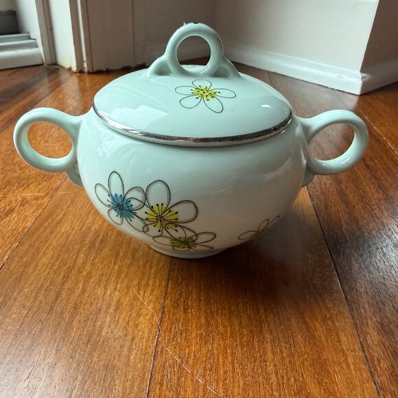 Vintage MCM China Nobility Permaware Atomic Daisies Floral Mist Cream & Sugar - Picture 2 of 11